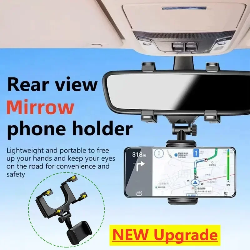 Universal Car Holder Rearview Mirror Mount Bracket Navigation GPS Mobile Stand Clip Foldable Adjustable Car Cell Phone Support