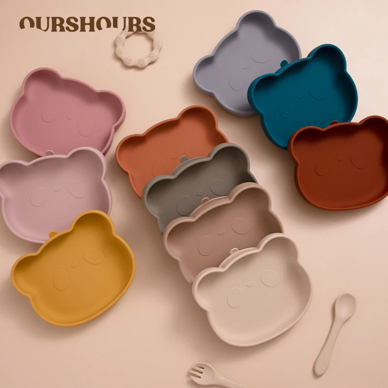 

Children Dining Dishes Baby Silicone Sucker Bowl Cute Panda Feeding Plate Tableware For Kids BPA Free Infant Non-slip Dinnerware