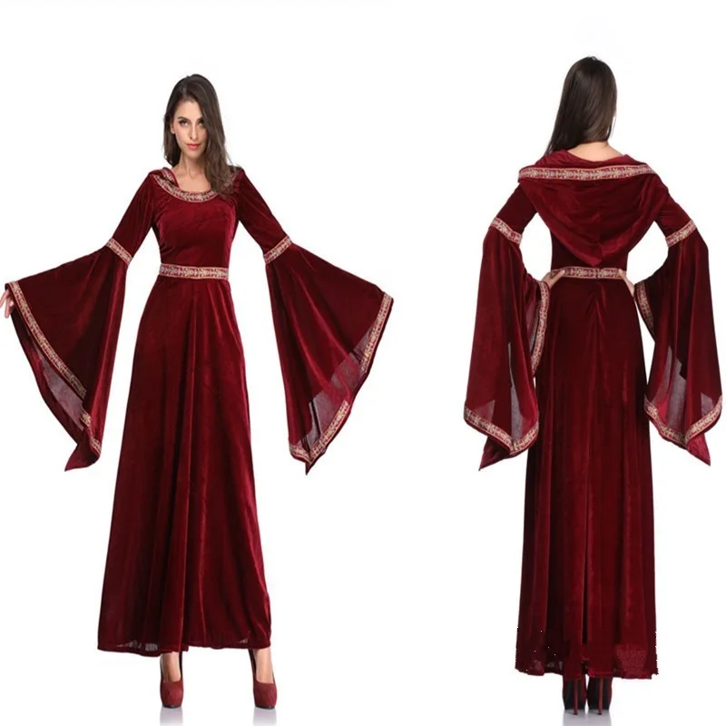 

Винтажный винно-красный придворный костюм, наряд волшебника на Хэллоуин, традиционный китайский сценический костюм для женщин (размеры на выбор)