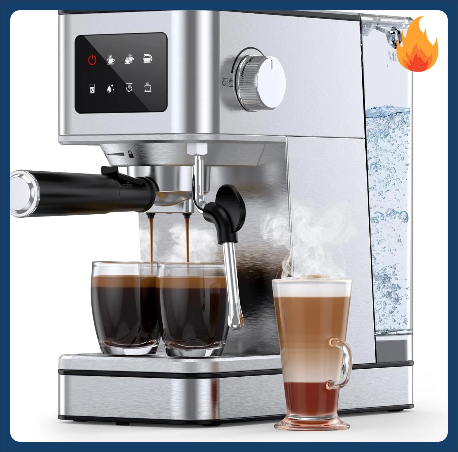 

[Скидка на цена! ]Эспрессо-машина со вспенивателем молока, компактная эспрессо-машина на 20 бар с сенсорным экраном и съемной водой на 57,5 унций