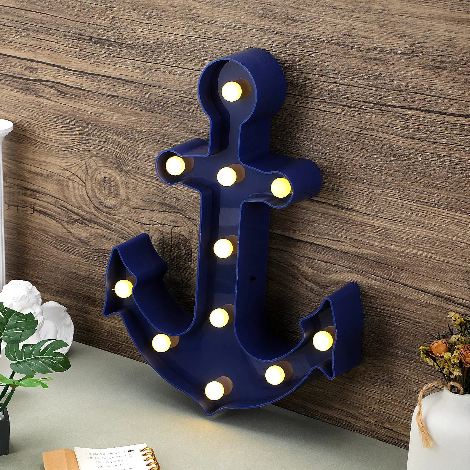 

Светодиодный светильник-фонарь в форме якоря (11 LED) из пластика для декора стен дома, спальни, бара, кафе, а также для украшения на Рождество, свадьбу, день рождения, вечеринку