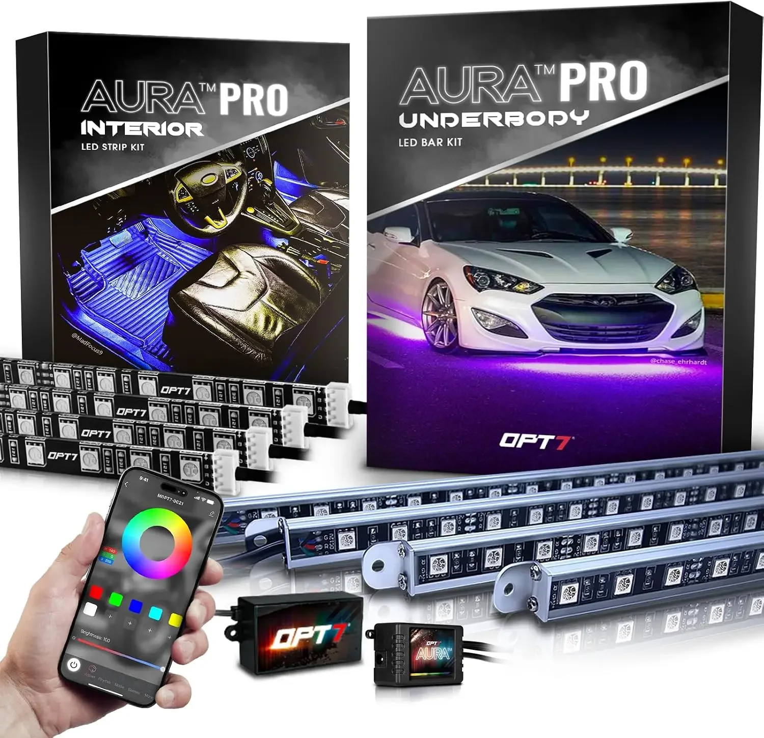 Aura Interior & Underglow Bundle Kit with App & Remote Control, Music Sync, RGB Multicolor Modes, Car LED Lights, Decor Accessor