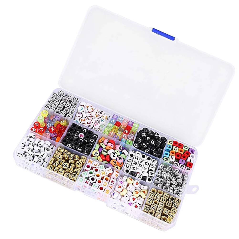 1100 pçs acrílico alfabeto carta contas cubo misto encantos planos para diy tear bandas pulseiras presentes alfabeto carta contas