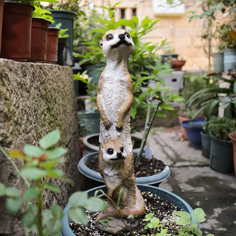 Simulation Animal Outdoor Patio Garden Crafts Decoration Meerkat Cartoon Modern Home Gift