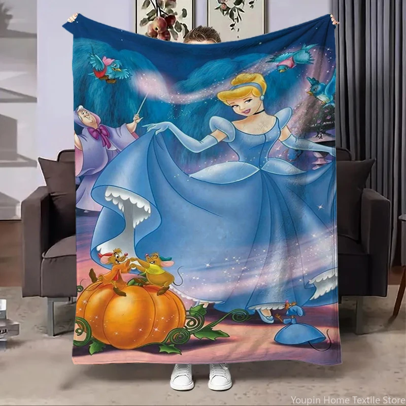 Disney Cinderella Princess Flannel Fluffy Fleece Kid Throw Blanket for Home Bedroom Bed Sofa Break Picnic Blanket Children Gifts