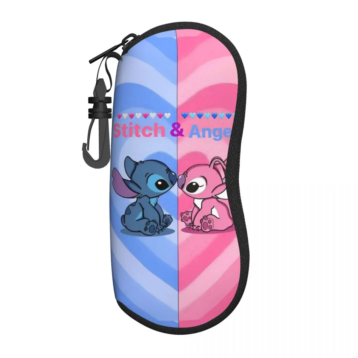 Kawaii Stitch And Angel Glasses Case Cartoon Comic Pocket Sunglasses Pouch For Female Fashion Eyewear Bag Eyeglass Protector