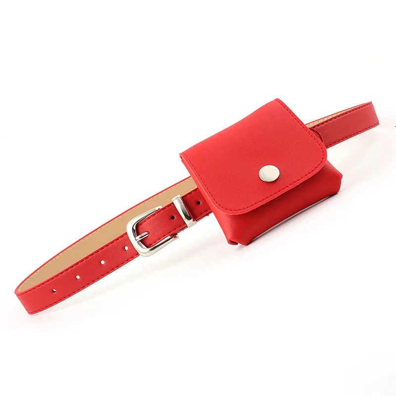 

Red Fanny Pack for Women Waist Belt Bag Ladies Casual Pu Leather Female Belt for A Bag White New Fashion Design Belt Pin Buckle