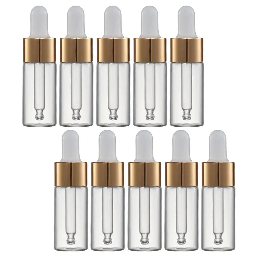 

10Pcs Essential Oil Bottles Clear Glass Dropper Bottles Portable Small Travel Leakproof Reusable Essential Oil Bottle