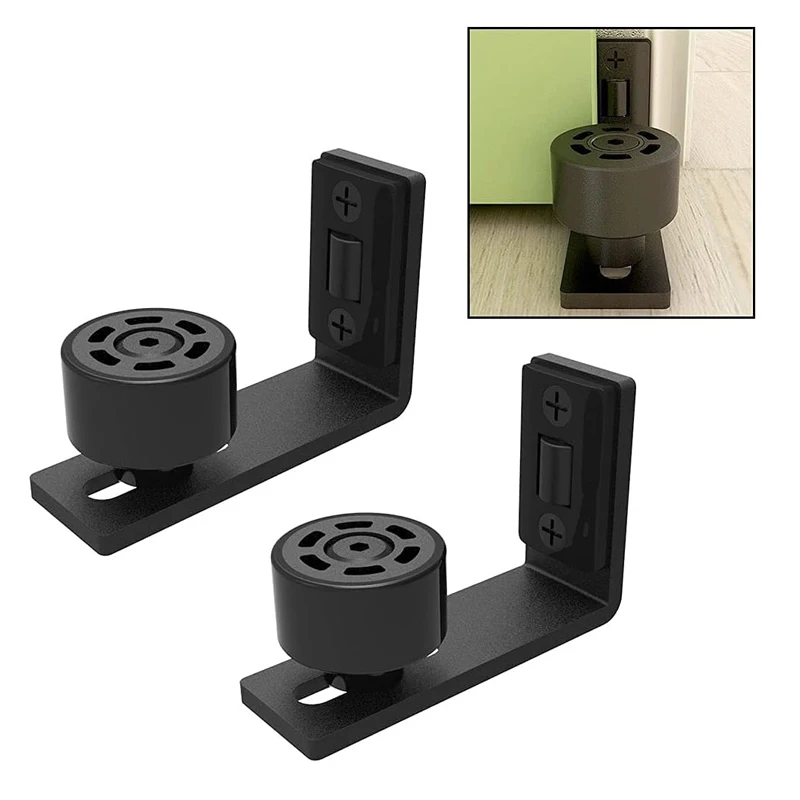 

Adjustable Floor Guide Wall/Door Bottom Guide Sliding Barn Door Hardware Black 2PC