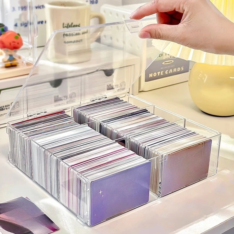 Compartment Flip Box Acrylic Transparent Display Box Blind Box Card Kpop Photocard Storage Box Photo Card Organizer