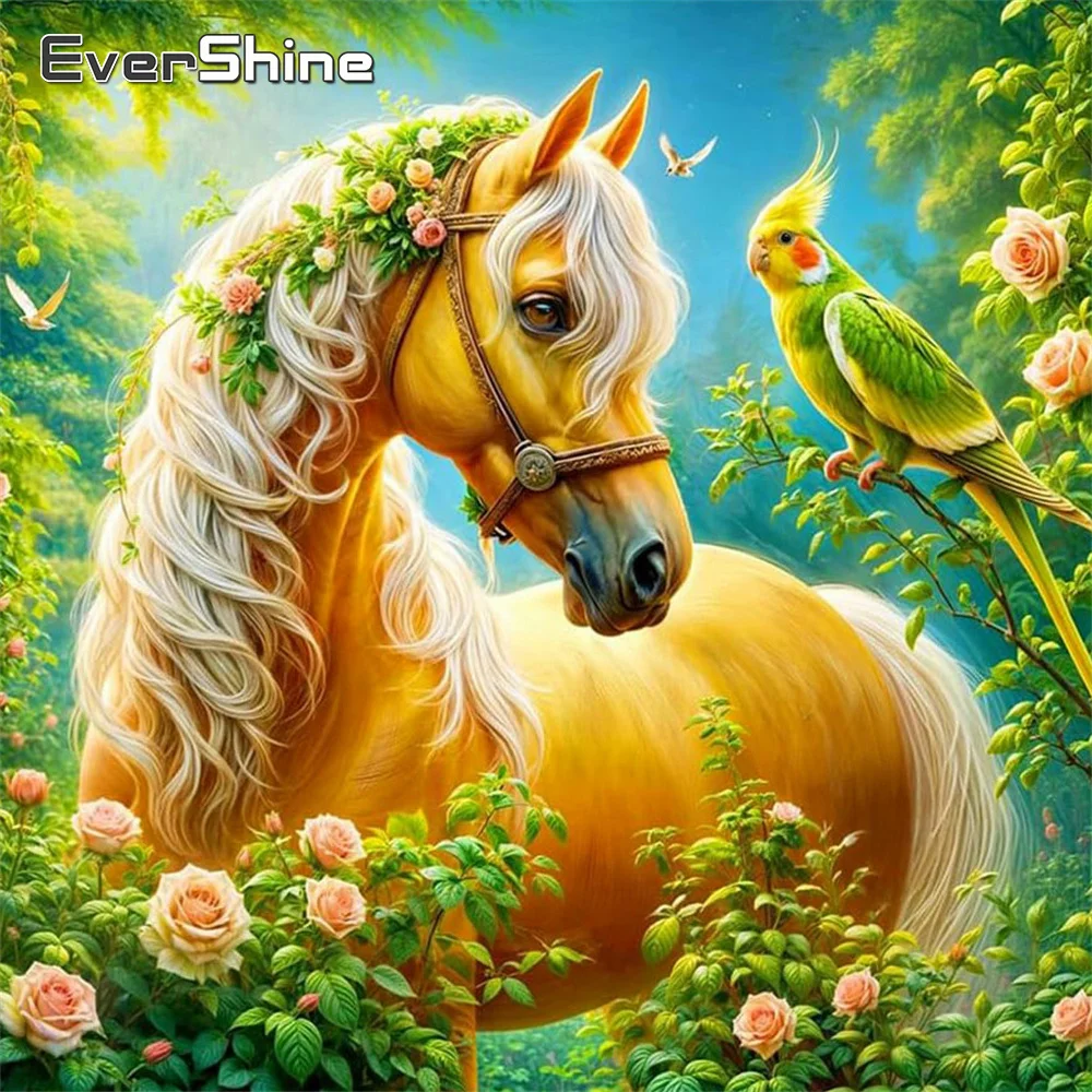 

Evershine Алмазная мозаика Лошадь Вышивка крестиком Алмазная картина Птица 5D DIY Наборы Вышивка Летние цветы Ручная работа Хобби