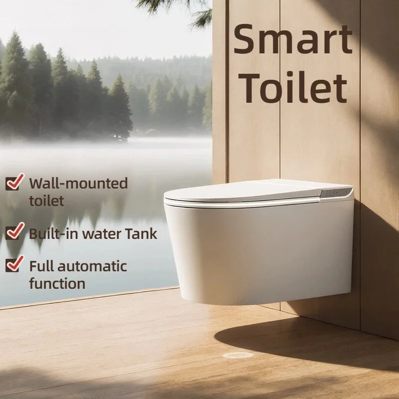 WC Louças Sanitárias Toalete Inteligente Montado na Parede Tanque de Água Embutido Pendurado Toalete de Drenagem na Parede