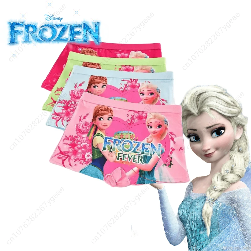 1Pcs Disney Anna Elsa Princess Girls Kids Panties Cartoon Cute Pink Teen Underwear Summer Modal Shorts Boxers Baby Clothing