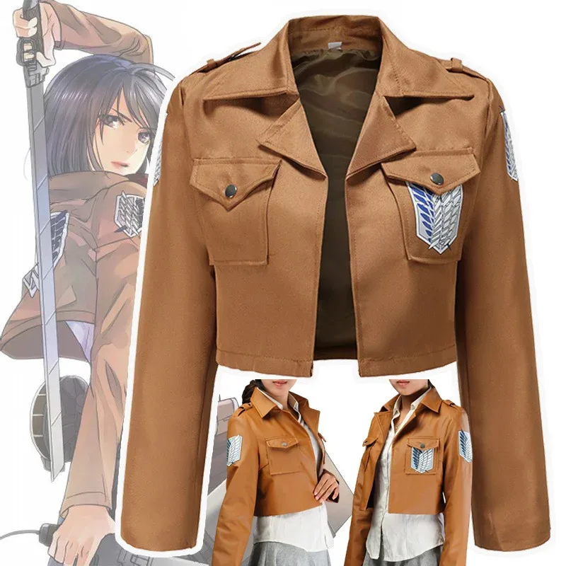 進撃の巨人-ミカサ・アッカーマン-フルコスプレ衣装セット-レザーショーツ-ジャケット-ショール-ベルト-スーツ-アニメファン向け