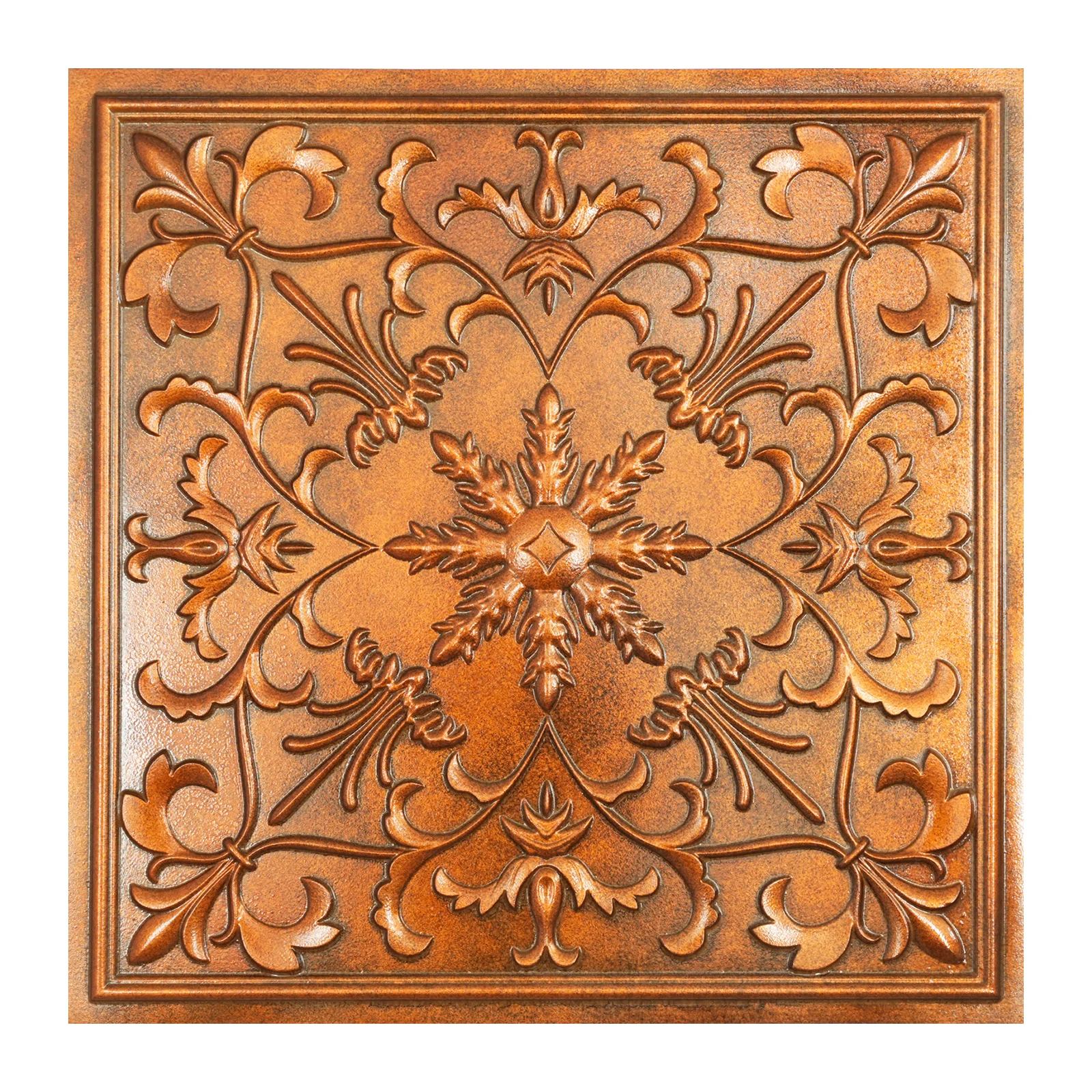 

Faux Tin Ceiling Tiles 24x24 Easy to Install PVC Panels Rustic Accent Wall Décor for Cafe Club 10pcs/lot PL70 Archaic copper