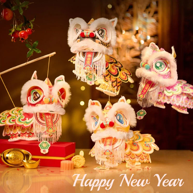 2026 Year Of The Horse Lion Lantern DIY Kit Traditional Chinese Lion Dance Lantern Craft Set For Kids New Spring Festival Decor