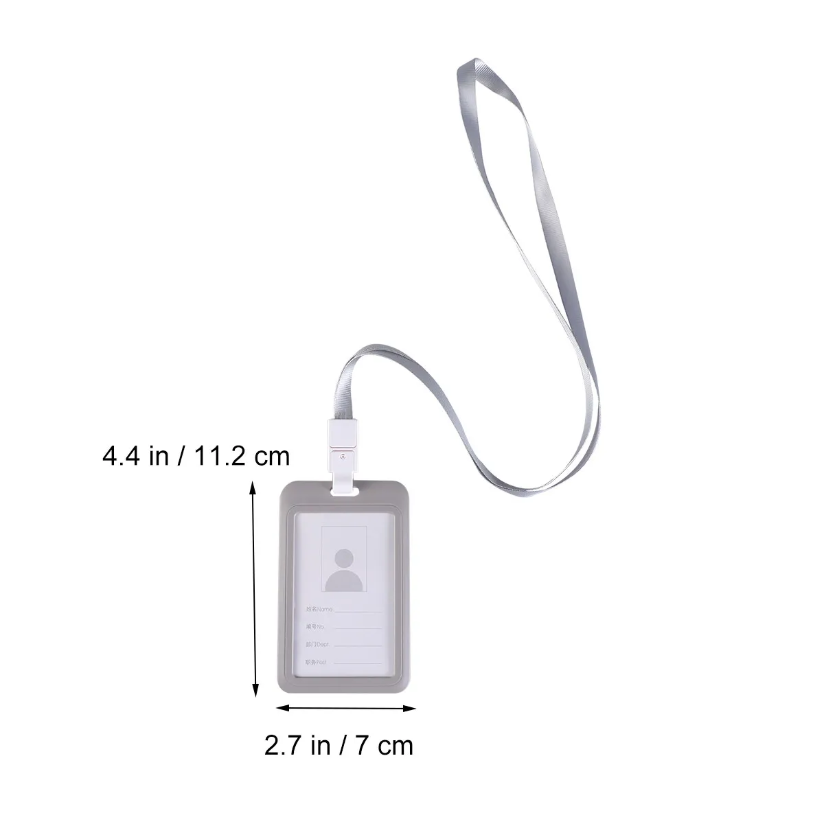 Premium Plastic Badge Holder with Clear Front Window for Id Business Card Pass Badge Lanyard Hanging Rope Chest Strap Grey