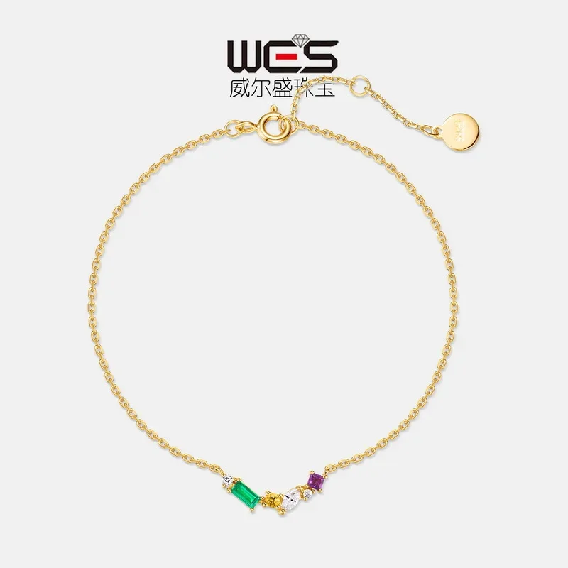 Fashion Colored Baby Stone PT950 Platinum Bracelet for Women 18K Gold Inlaid with Candy Multi-color Hand Jewelry