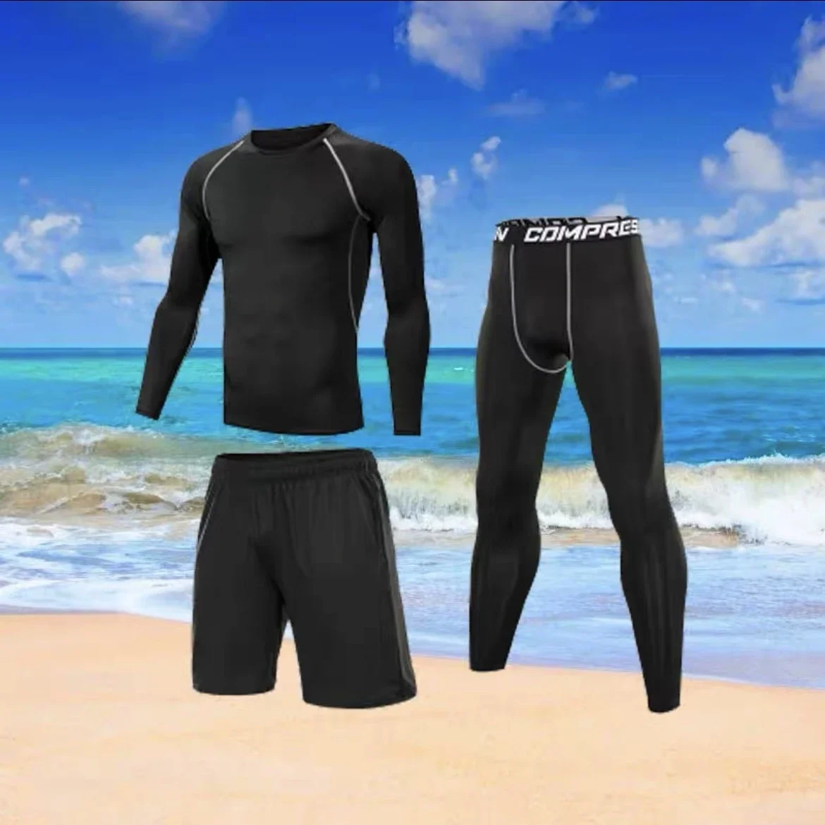 

Мужской спортивный костюм из быстросохнущего материала Ice Fiber для бега, фитнеса, марафонских тренировок, велоспорта, пробежек, занятий в спортзале, уличный спортивный костюм с брюками