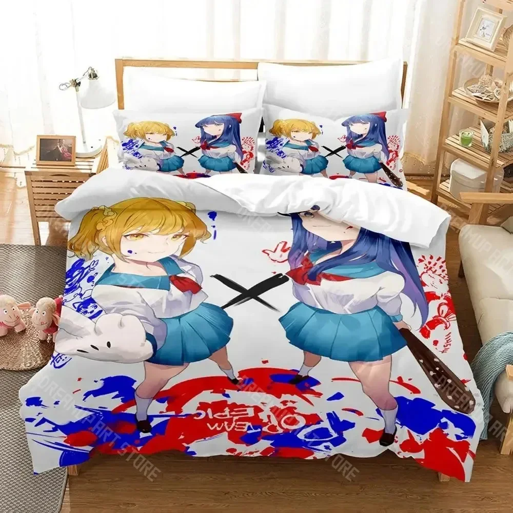 

Комплект постельного белья Pop Team Epic Poputepipikku с 3D принтом для мальчиков и девочек, пододеяльник размера Twin Queen, наволочка, кровать для детей и взрослых