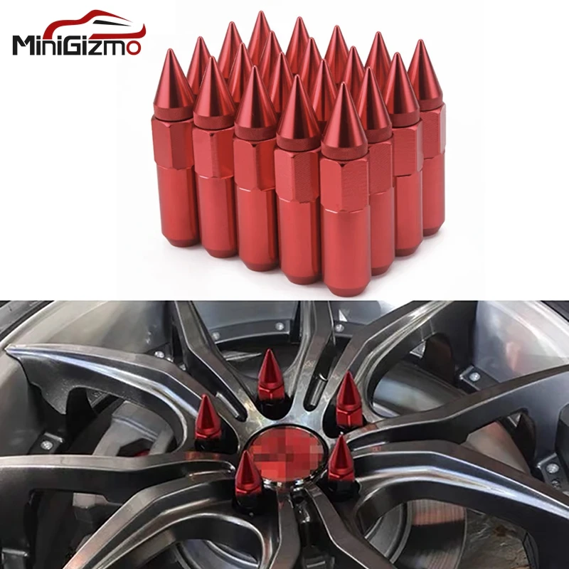 

20Pcs 12X1.5 Or 12X1.25 Spiked Aluminium 60MM Extended Tuner Wheels Rims Lug Nuts Racing Car Accessories