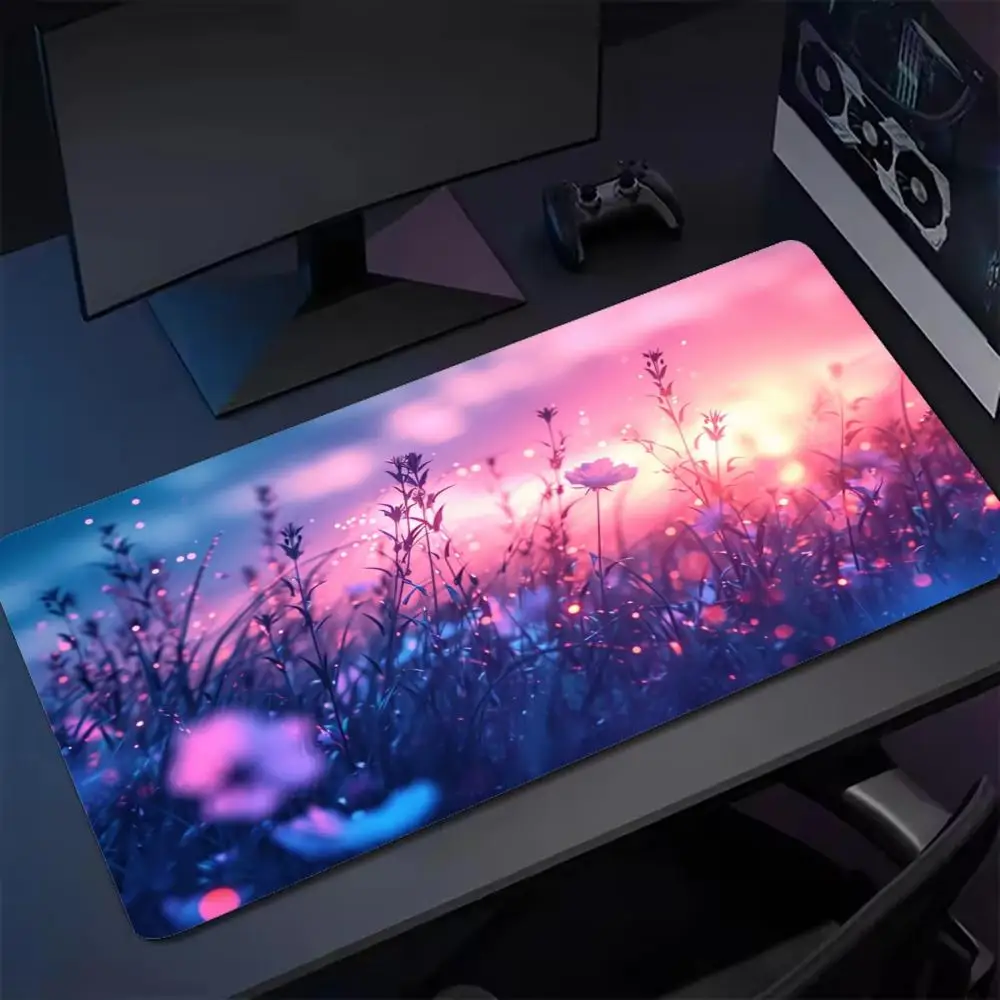 XXL Anime Gaming Mouse Pad Wisteria Whale Sakura Butterfly Moon Floral Scenery Non Slip Rubber Keyboard Desk Mat For Pc Gamer
