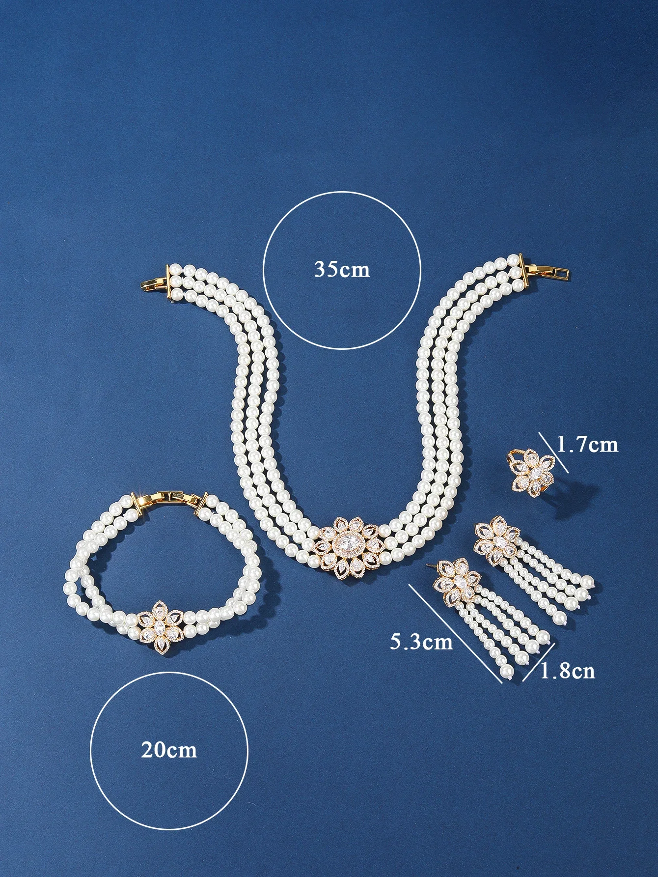 

Bride Talk Vintage Pearl Jewelry Set -White Pearl Necklace, Earrings, Bracelet & Ring , Elegant Bridal/Wedding Jewelry for Women