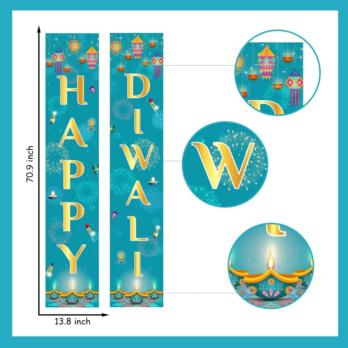 Funmemoir Happy Diwali Porch Signs Deepawali Decorations Indian Festival of Lights Door Sign Decor Hindu Diwali Greeting Banners