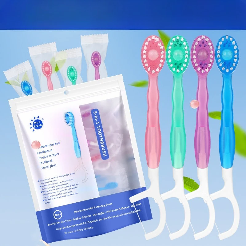 Individually Packed Disposable Mini Pop Beads Toothbrush 26 Pieces Pack With Dental Floss Soft Bristles For Outdoor Travel s