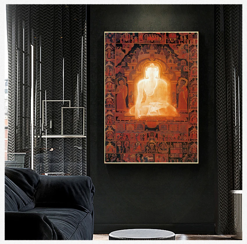 Religious Wall Art Pictures For Living Room Bedroom Decoration Poster No Frame Buddha Enlightenment Canvas Oil Painting Hd Print