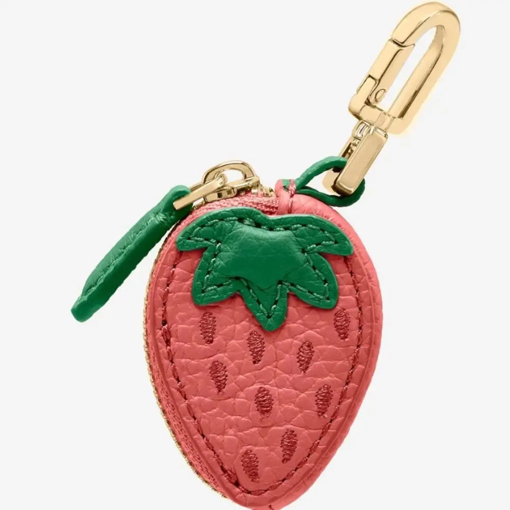 

Mini Strawberry Fruit Shape Coin Purse Cute PU Leather Pendant Korean Style Keychain Earphone Bag Mini Storage Bag