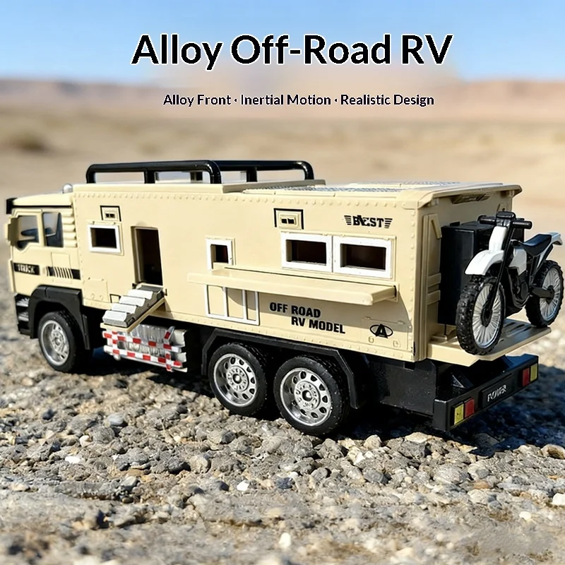 

Детская игрушечная модель внедорожника-фургона из сплава для кемпинга, грузовика, мотоцикла для мальчиков