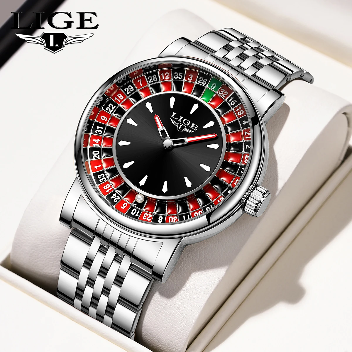 ساعات كوارتز فاخرة للأعمال من LIGE للرجال، تصميم إبداعي فريد من نوعه، لعبة طاولة القمار، مقاومة للماء، ساعات رجالية من الفولاذ