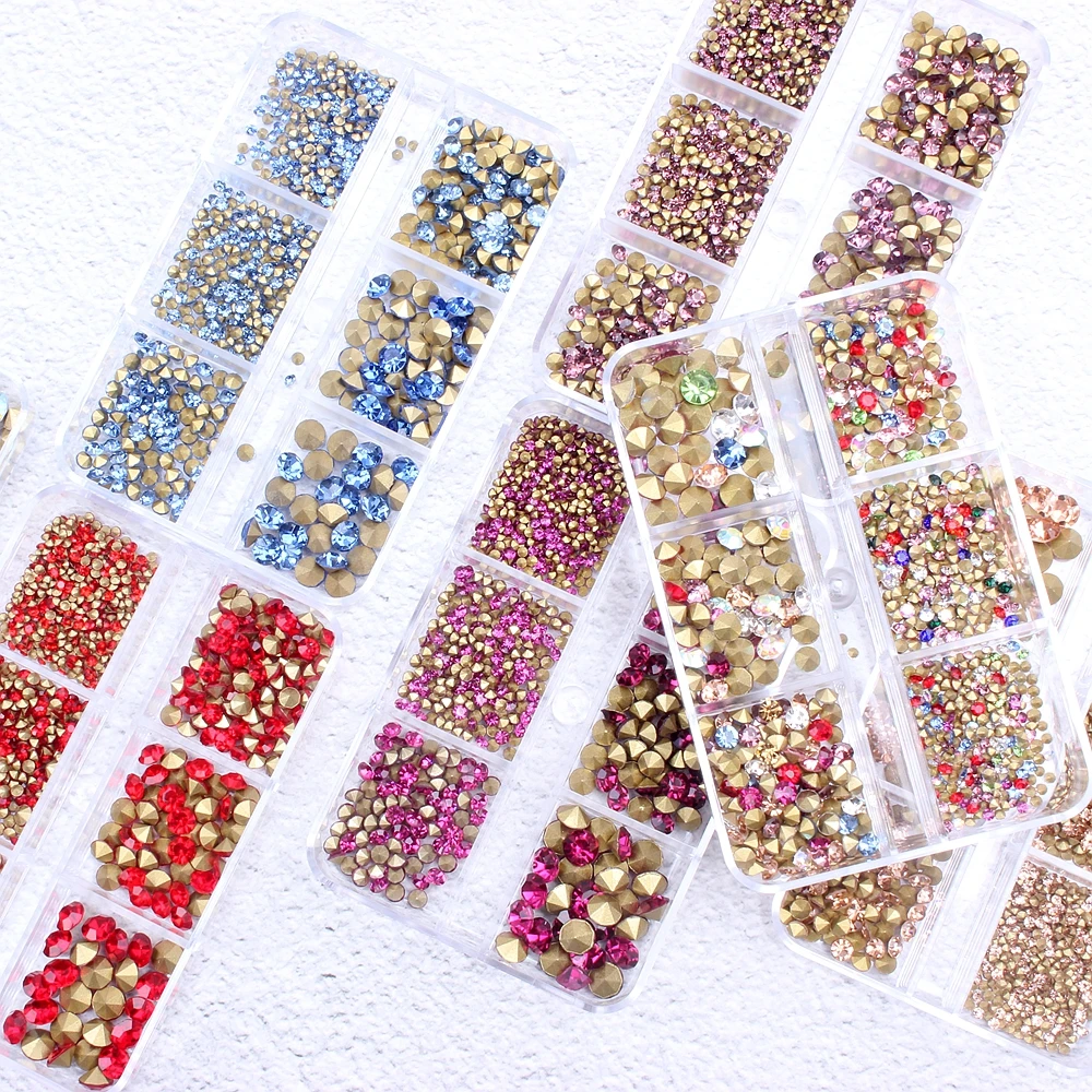 New Shiny Glass Rhinestones Many Colors ss4-ss20 1000pcs Pointback Stones Loose Strass Bead DIY Nail Art Decoration