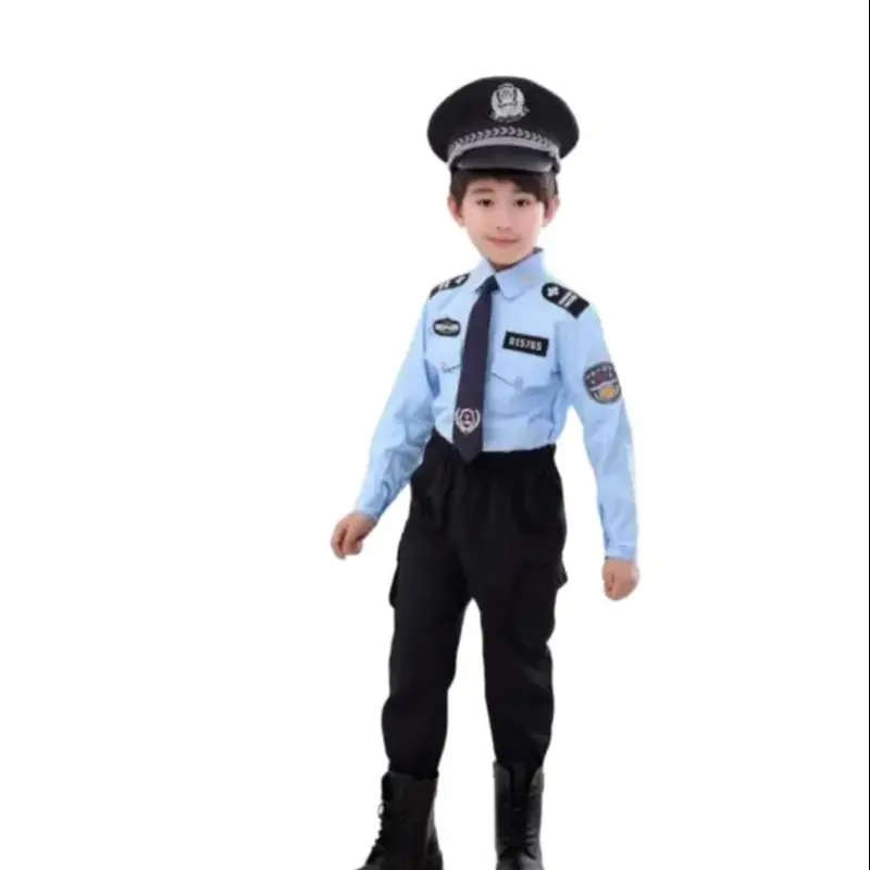 1Set Kostum Cosplay Petugas Polisi Anak-anak Pakaian Hari Anak Perempuan Laki-laki Cosplay Seragam Wanita