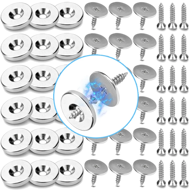 Strong Magnetic Cabinet Snaps Cupboard Door Magnet Clasps with Screws Wardrobe Closer Snap Furniture Door Fastener Hidden Latch