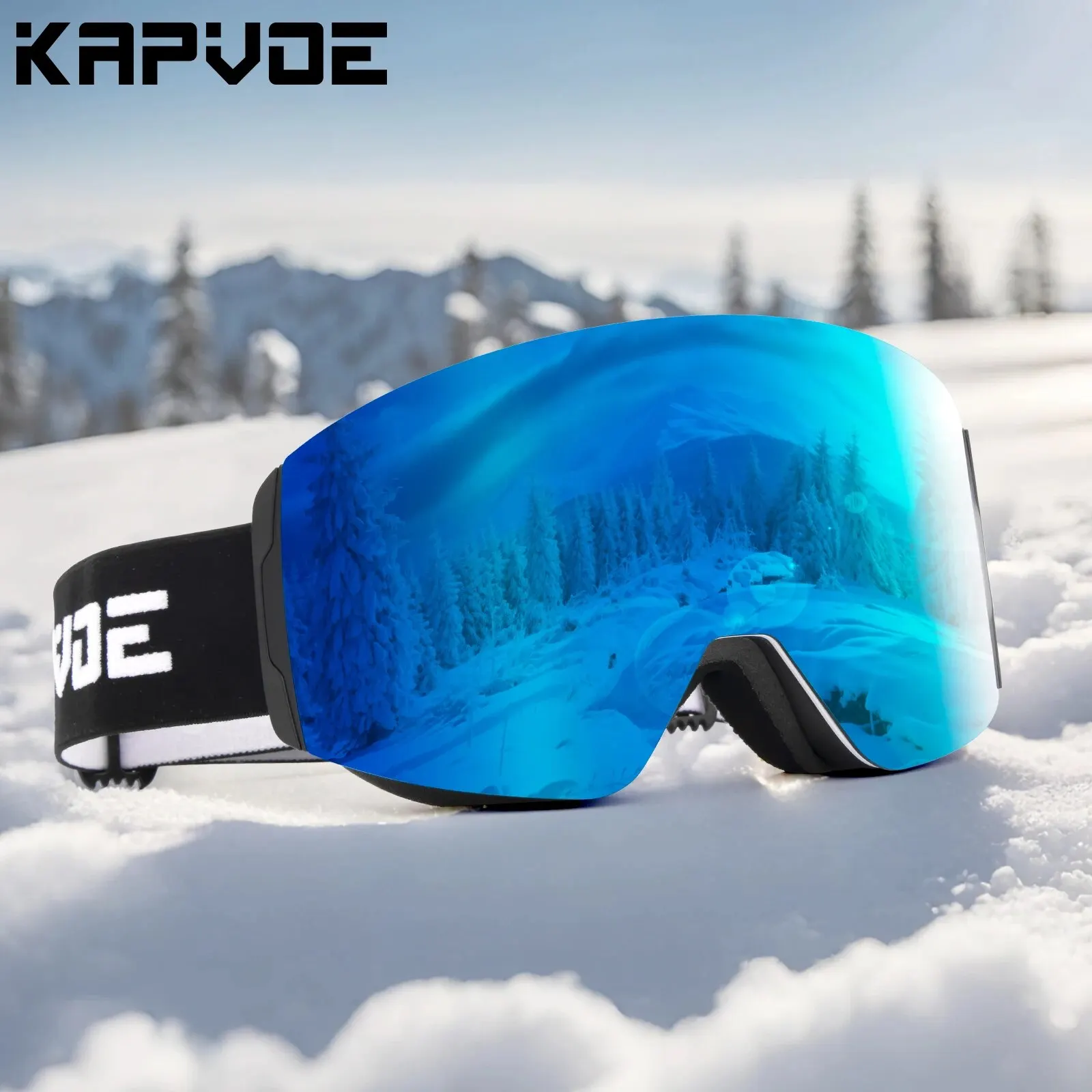 Kapvoe Ski Lunettes Double Couches Anti-buée UV400 Snowboard Neige Lunettes Motoneige Lunettes Sport En Plein Air