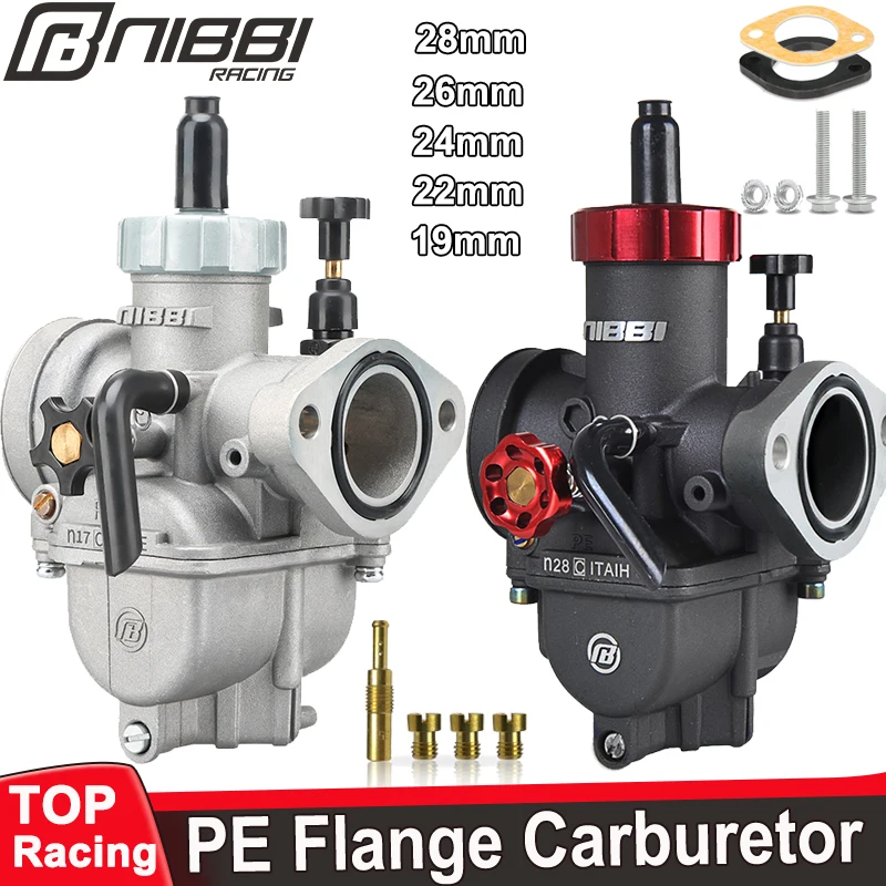 

NIBBI PE19mm/PE22mm/PE24mm/PE26mm/PE28mm Flange Carburetor for Motorcycle 2T 4T GY6 Engine 100cc-250ccATV Yamaha Racing Pitbike