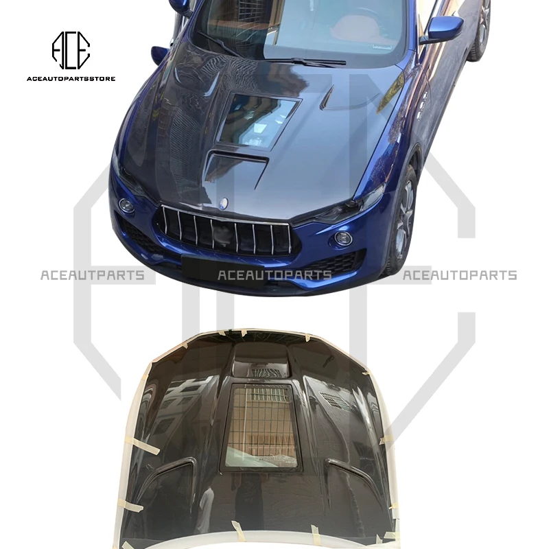 

Modified To MSY Style 3K Real Carbon Fiber Transparent Glass Engine Hood Bonnet Scoop For Maserati Levante