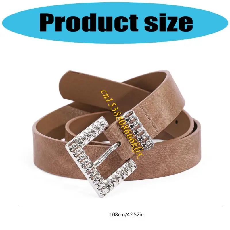 Domande da donna con fibbie quadrate in flessibile in pelle flessibile in pelle regolabile cinturino 066c