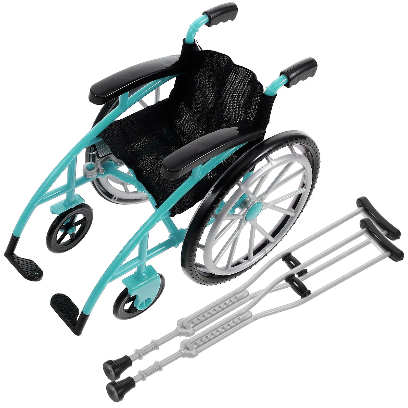 Realistico mini sedia a rotelle giocattolo Playset stampelle in miniatura modello mobili giocattoli finta di giocare accessorio per casa delle bambole creativo