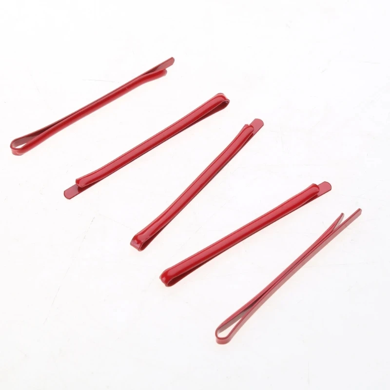 5pcs/set Red Hair Clip Bobby Pins BAngs Clips Flat Style Headwear For Girl Women Non Slip Hair Styling PartySlip Hair Styling Pa