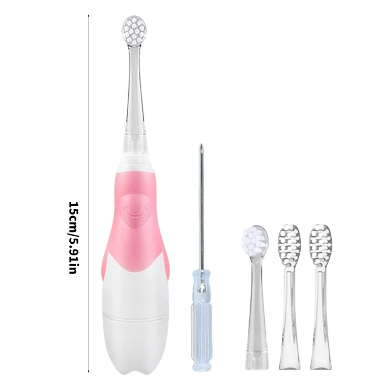 Toddler Teeth Brush Electric Toothbrush with Observation Light & Automatic Timer for Gentle Cleaning with 4 Toothbrush Heads