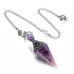 Resin Pendulum for Dowsing Orgone Pendulum 6 Faceted Hexagonal Pointed Amethyst Chip Stone Cone Spiritual Pendulo X100