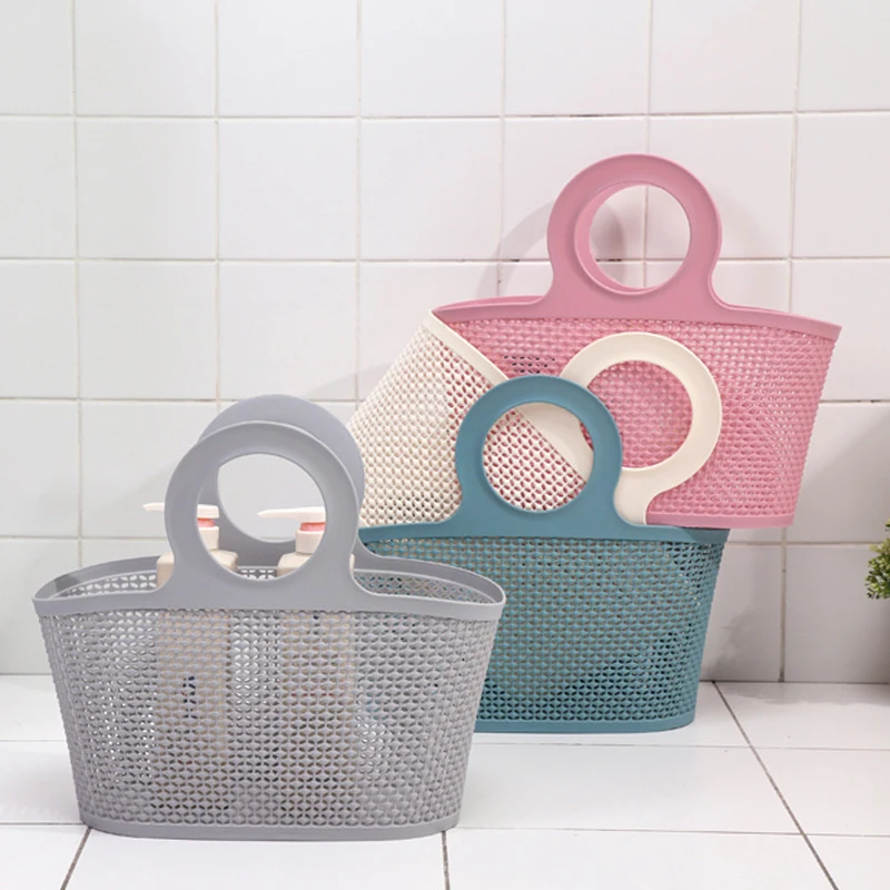 Plastic Portable Bath Basket Bathroom Products Shampoo Sundries Storage Basket Multi-functional Hollow Small Basket