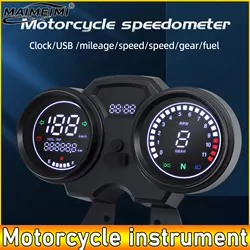 AD Motorcycle Digital Board Universal LCD Odometer Speedometer Meter Instrument Moto Dashboard Hour Counter Tachometer with Gear