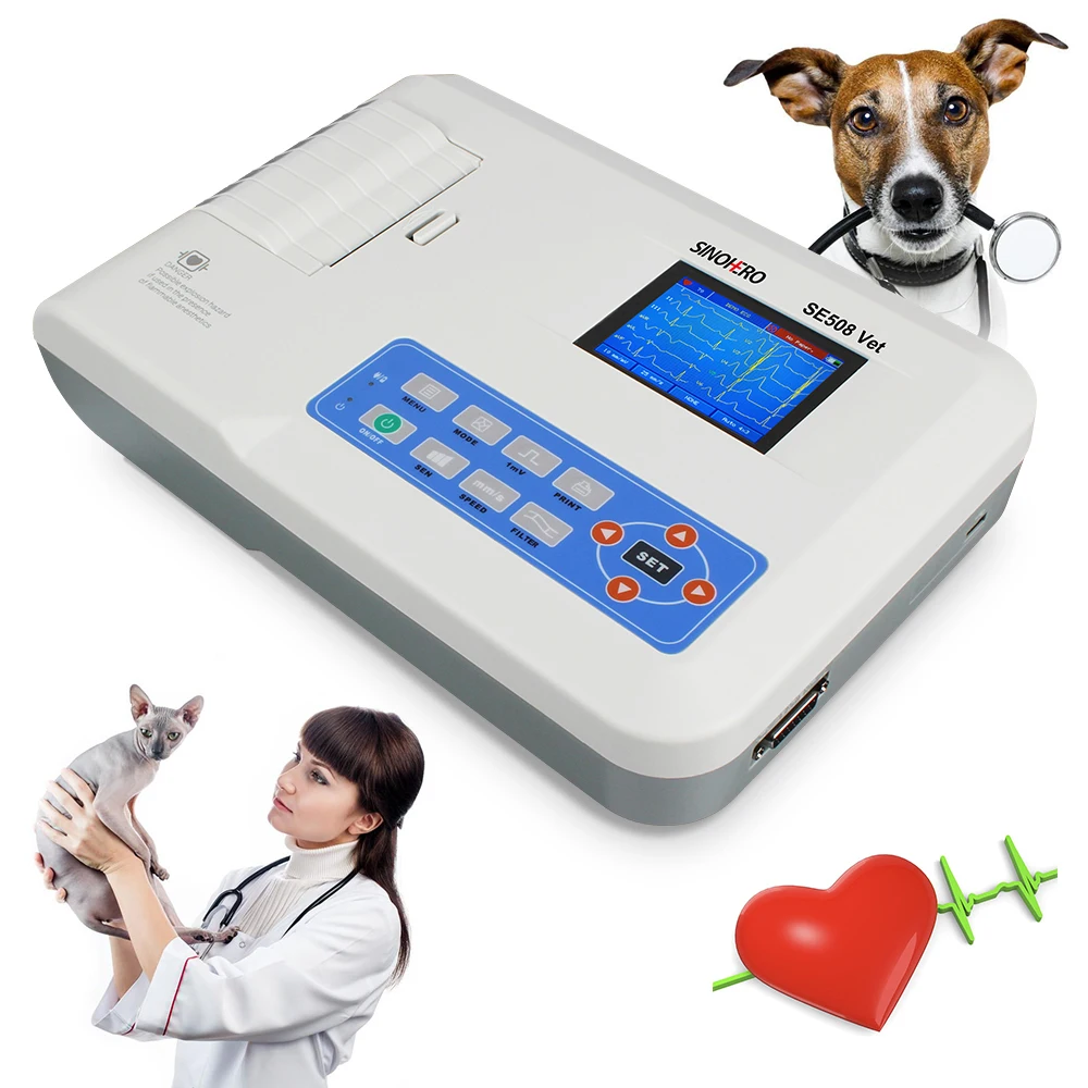 Ekg Ecg Machine Portable - เครื่องบันทึกคลื่นไฟฟ้าหัวใจสัตว์แบบดิจิทัลแบบพกพา 3 ช่องสัญญาณ สำหรับสัตว์