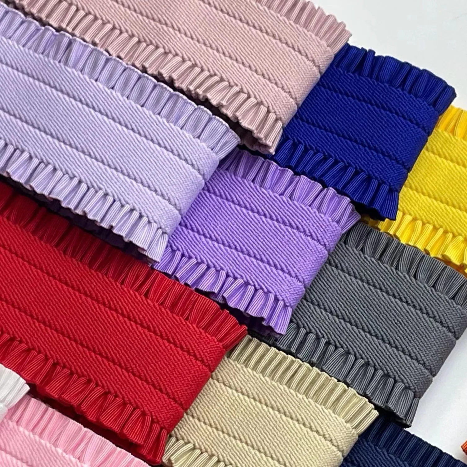 

Meetee 1-5Yards Elastic Band Bilateral Pleated Wave Strech Ribbon Tape Dress Decor Rubber Strap Sewing Bungee Cord DIY Accessory