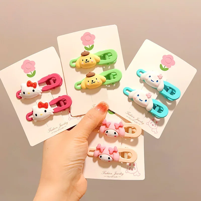 Internet Celebrity New Style Dopamine Color Hairpin Cute Bangs Side Clip Hair Accessories Kuromi Hairpin Hello Kitty