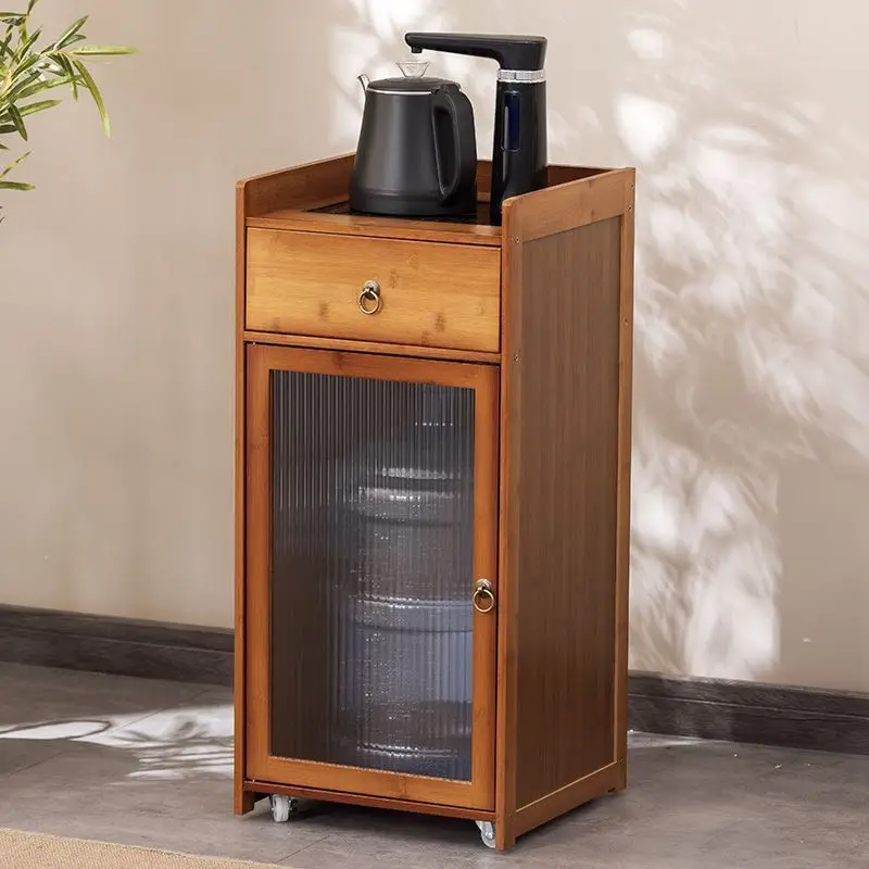 

Мобильный маленький чайный столик, чайный шкафчик с местом для хранения чайника и посуды, универсальный передвижной чайный столик для дома и офиса